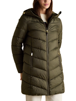 Joules Moorsdale Long Line Quilted Jacket, Khaki, Khaki