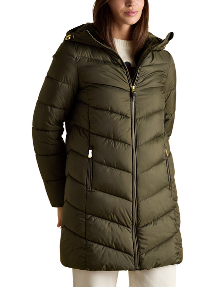 Joules Moorsdale Long Line Quilted Jacket, Khaki, Khaki