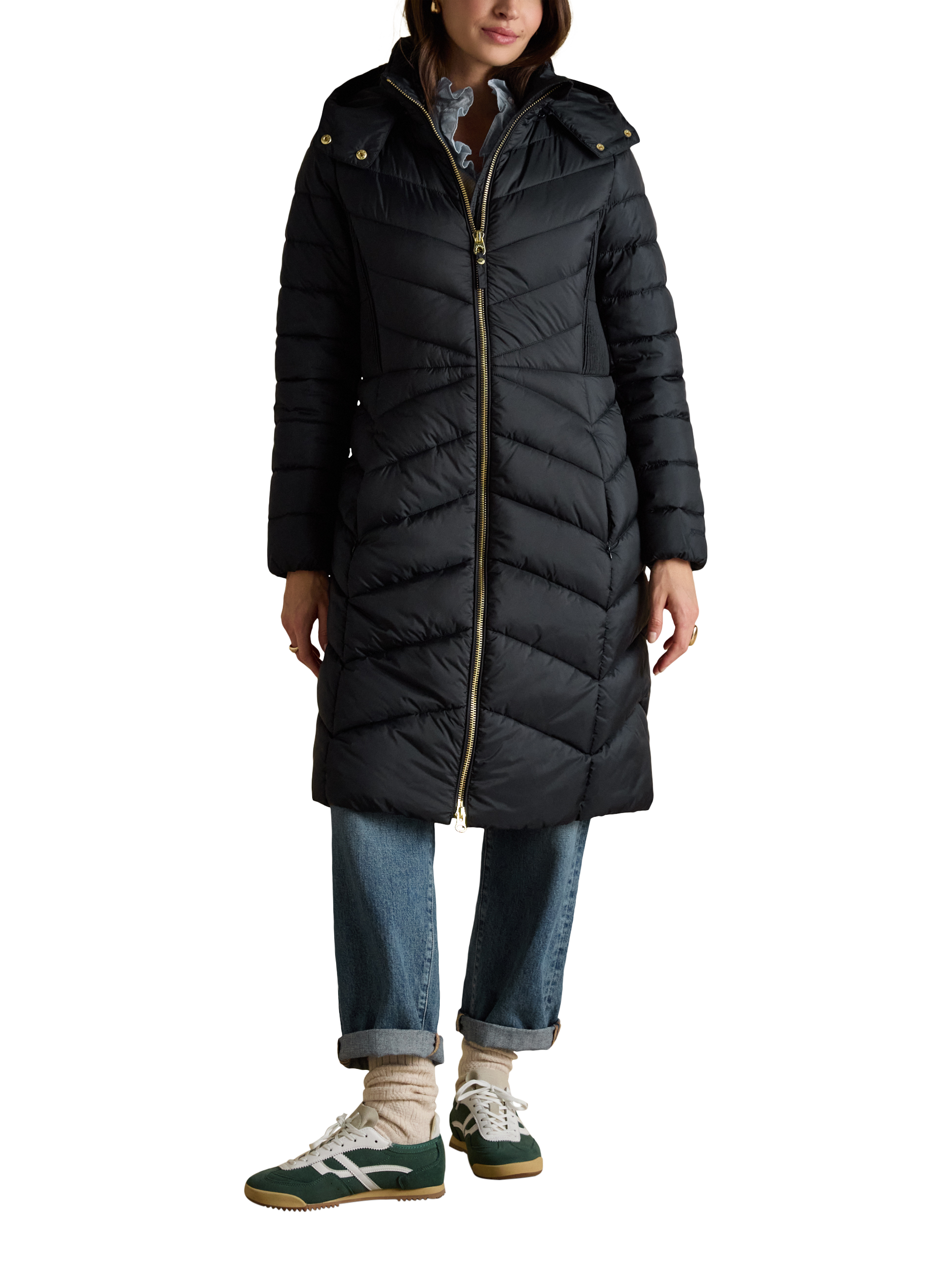 Product image 1 of 10, which shows Joules Longline Quilted Coat, Navy, 20