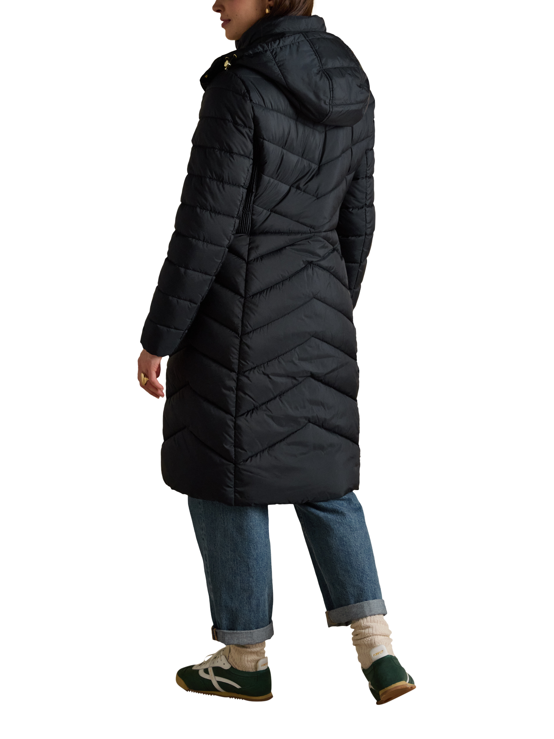 Product image 2 of 10, which shows Joules Longline Quilted Coat, Navy, 20