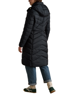 Joules Longline Quilted Coat, Navy - view 2, Navy