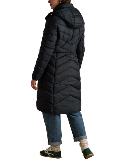 Joules Longline Quilted Coat, Navy - view 2, Navy
