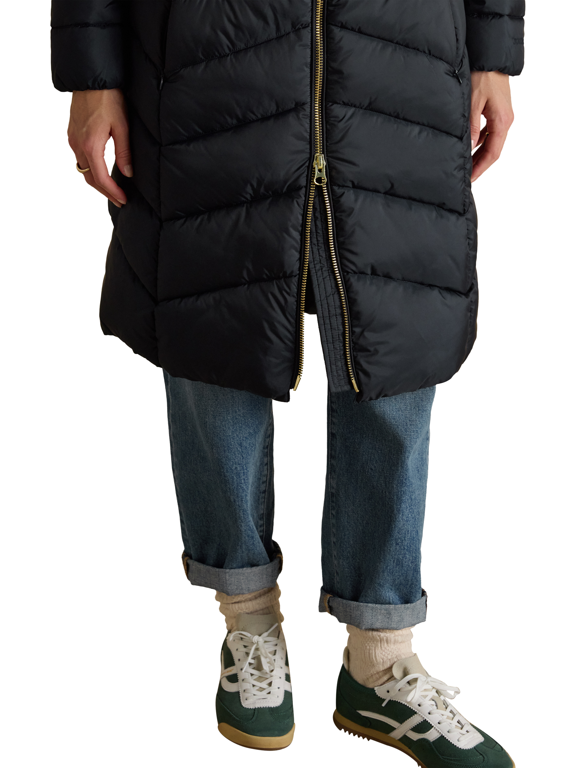 Product image 3 of 10, which shows Joules Longline Quilted Coat, Navy, 20