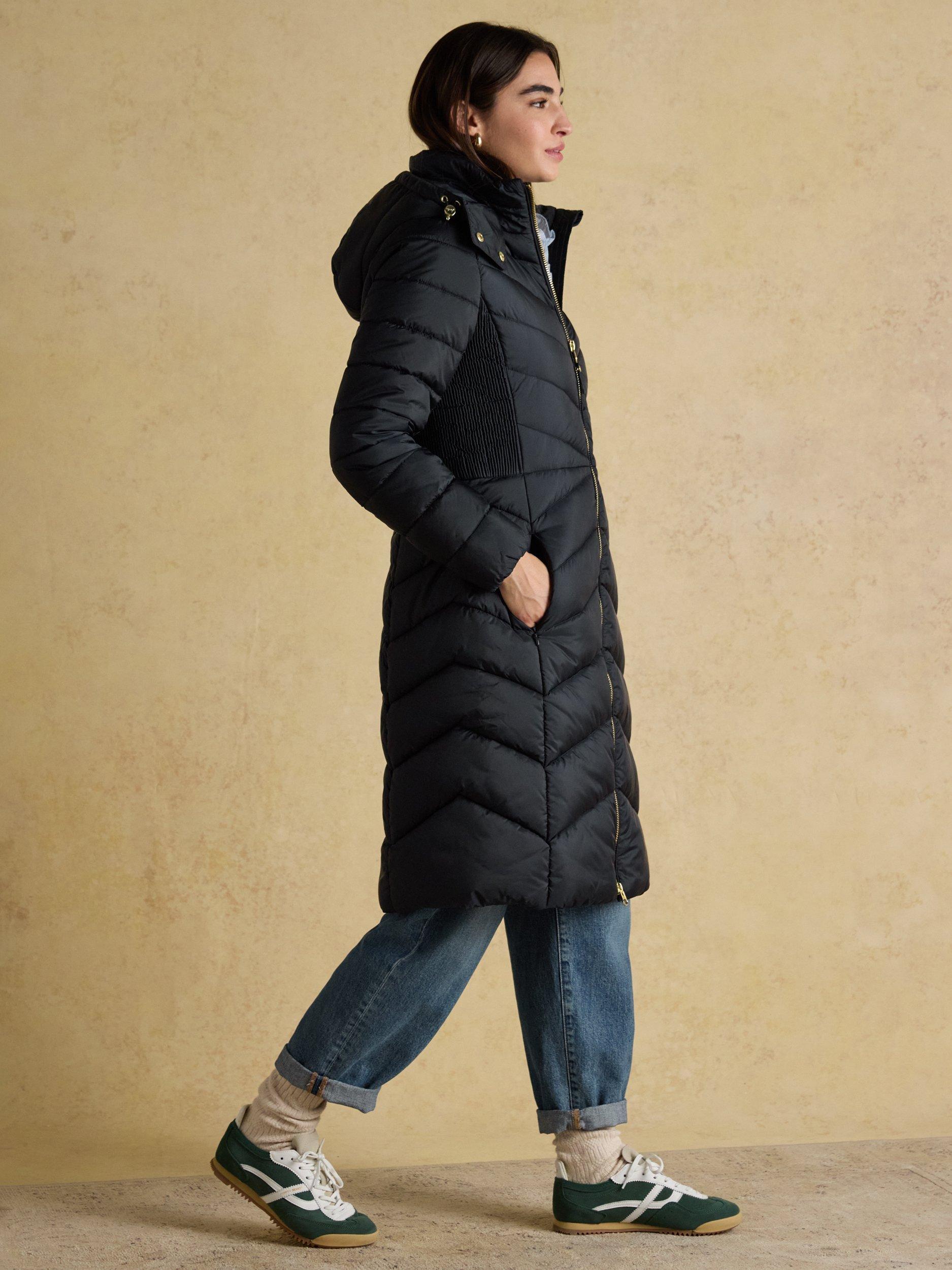 Product image 7 of 10, which shows Joules Longline Quilted Coat, Navy, 20