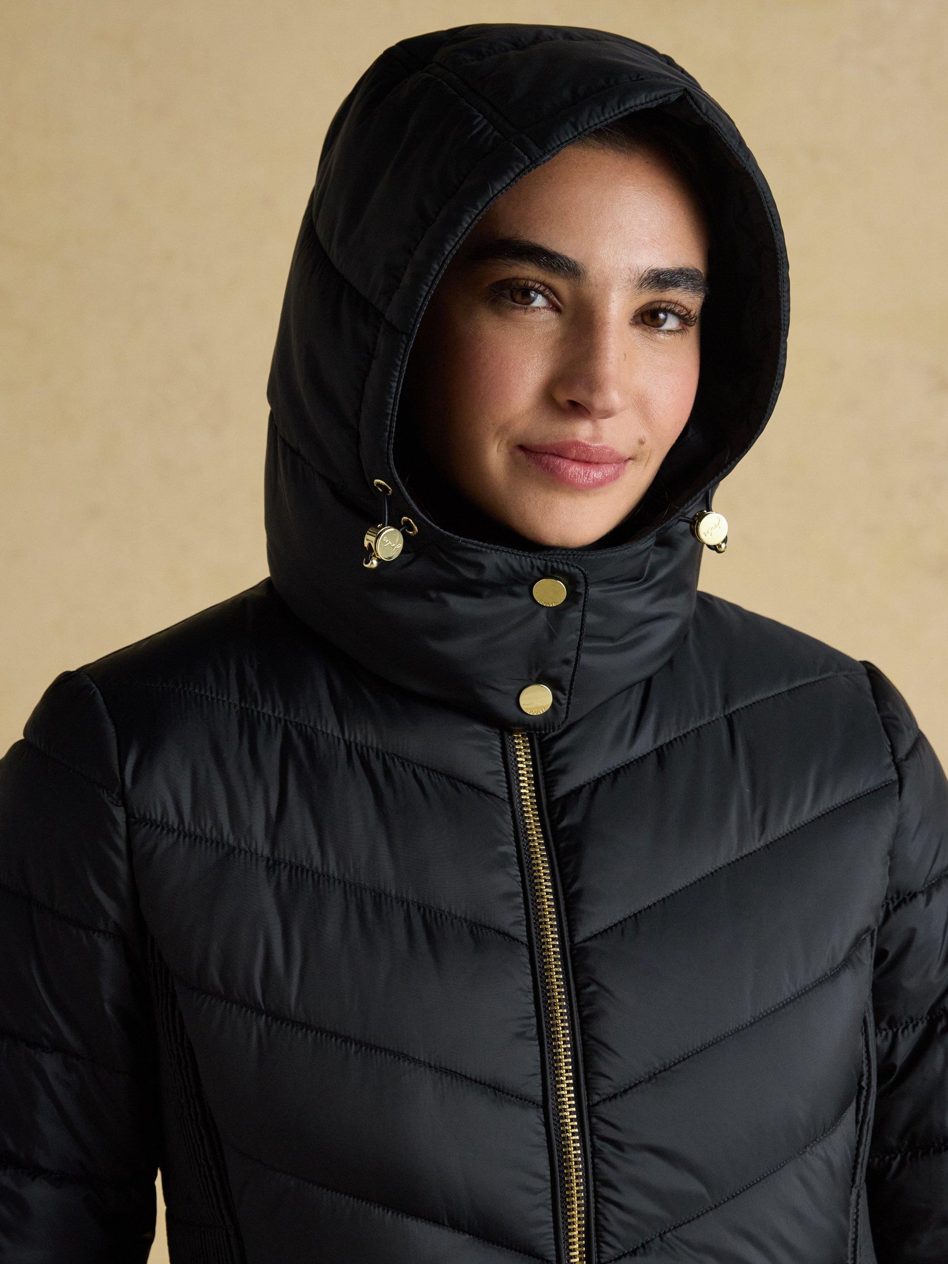 Product image 9 of 10, which shows Joules Longline Quilted Coat, Navy, 20