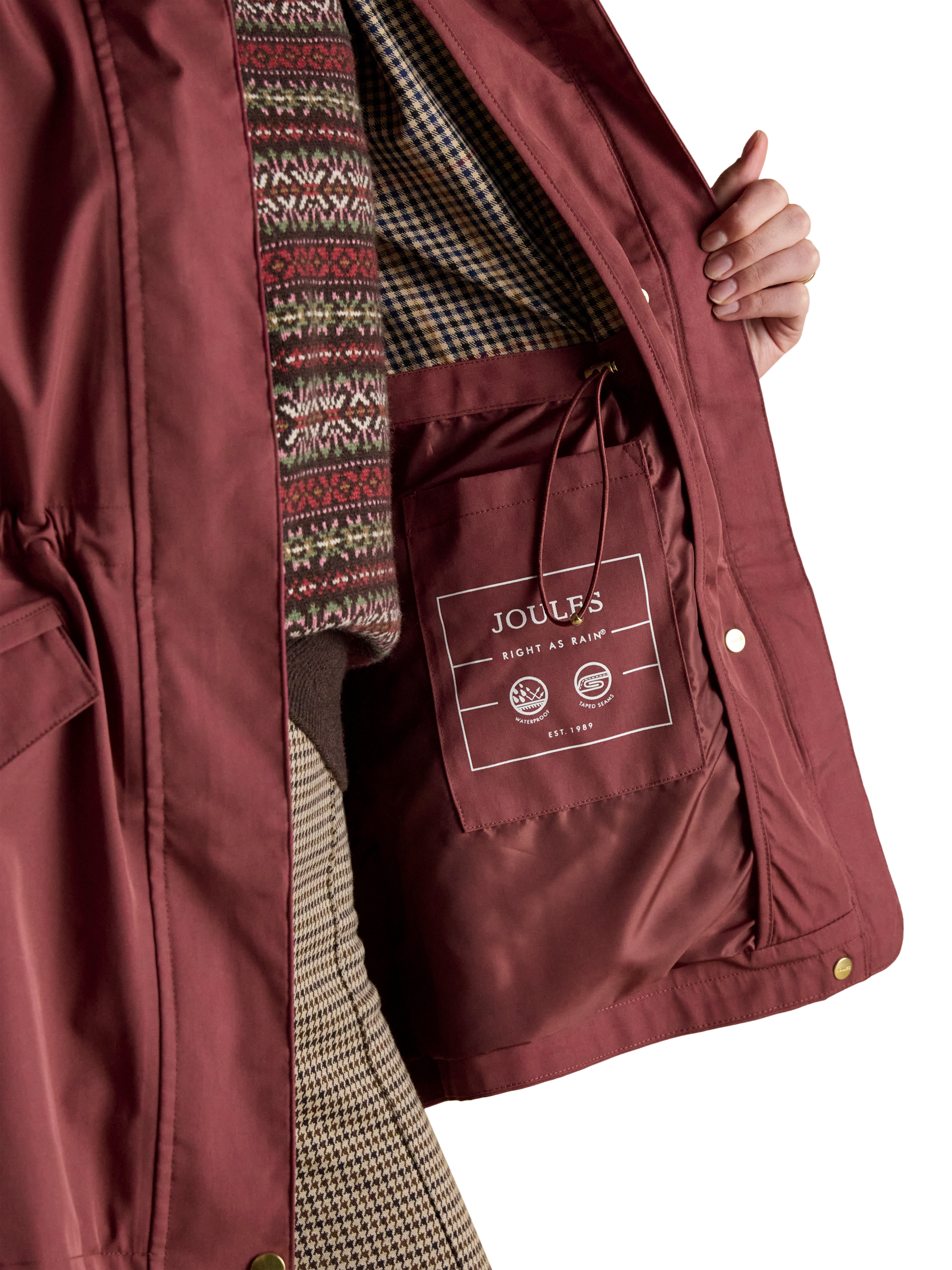 Product image 4 of 10, which shows Joules Portwell Waterproof Raincoat, Red, 6
