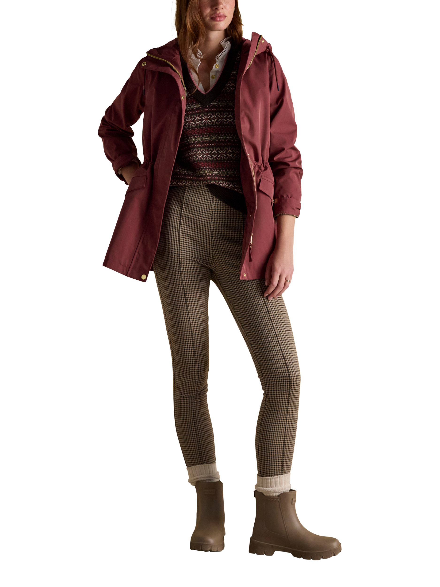 Product image 5 of 10, which shows Joules Portwell Waterproof Raincoat, Red, 6