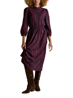 Joules Floral Mid Length Shirt Dress, Berry/Multi, Berry/Multi