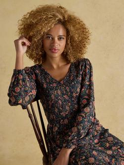 Joules Floral Dress, Navy/Multi - view 2, Navy/Multi