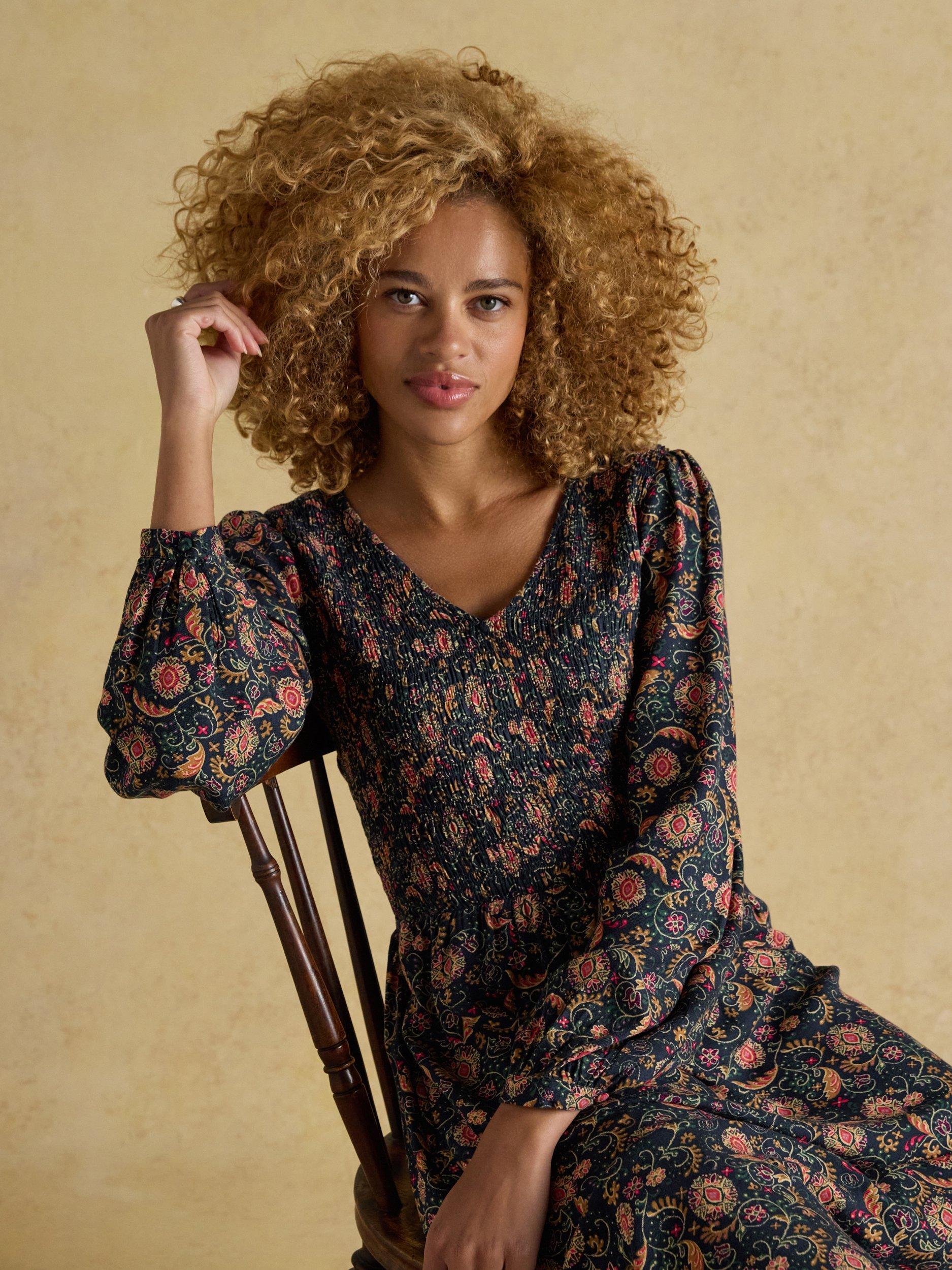 Product image 6 of 7, which shows Joules Floral Dress, Navy/Multi, 6