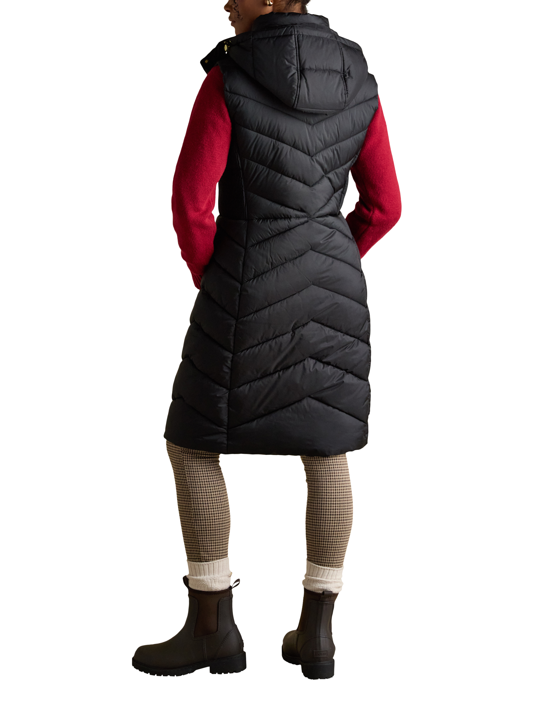 Product image 2 of 10, which shows Joules Longline Showerproof Padded Gilet, Black, 6