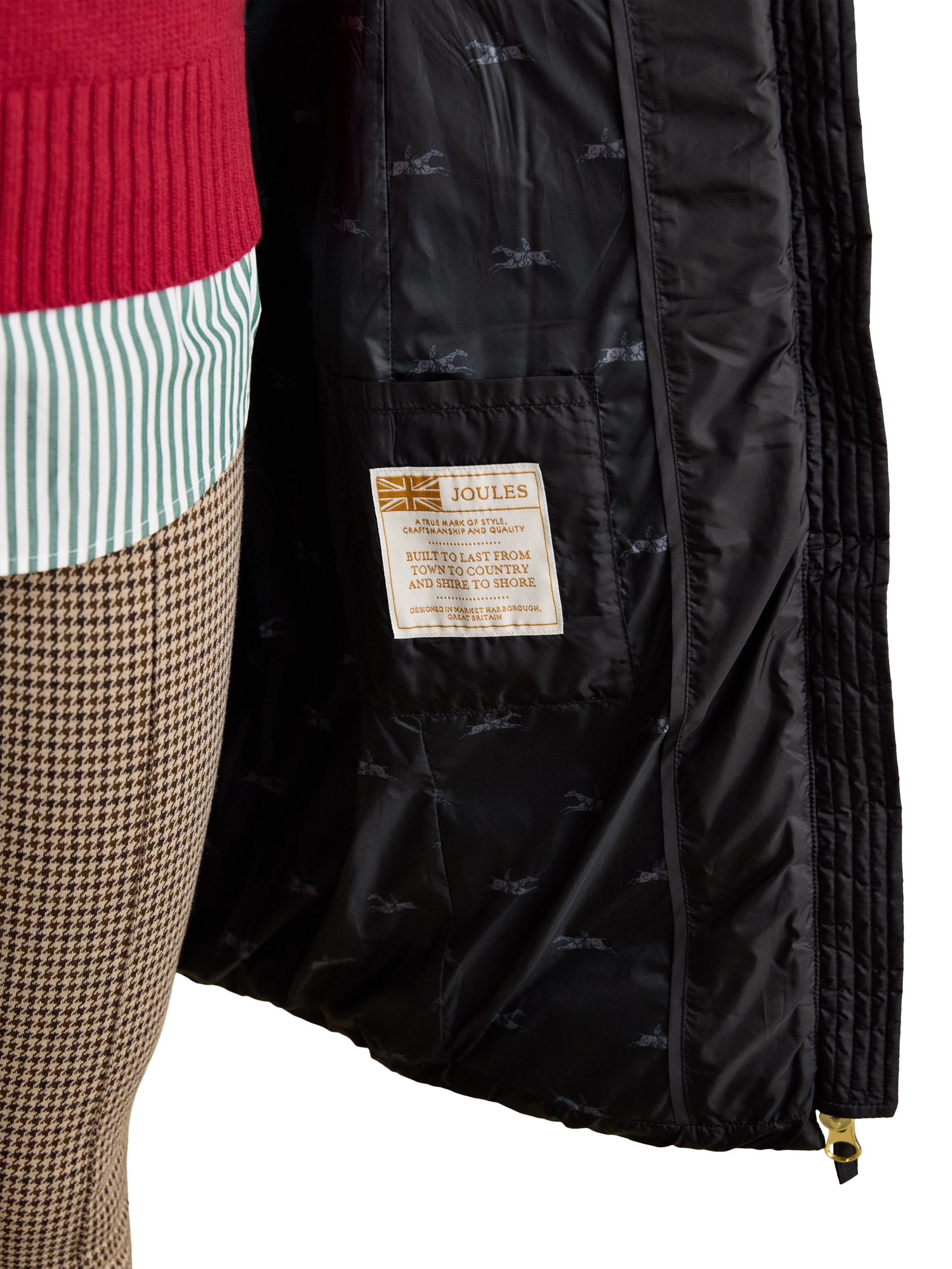 Product image 9 of 10, which shows Joules Longline Showerproof Padded Gilet, Black, 6