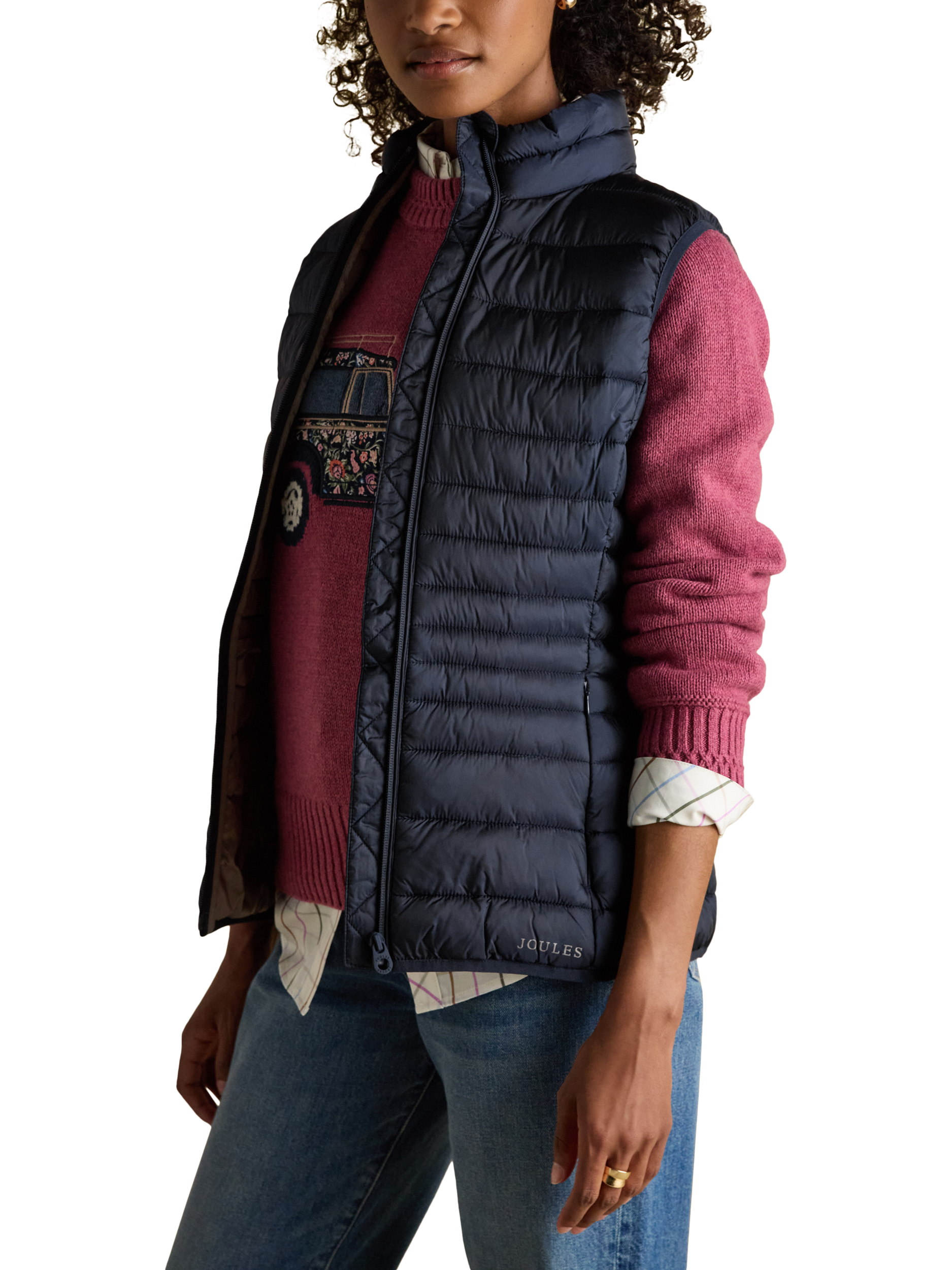 Product image 4 of 8, which shows Joules Showerproof Gilet, Navy, 6