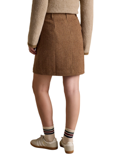 Joules Bramble Tweed Wool Blend Mini Skirt, Brown - view 2, Brown