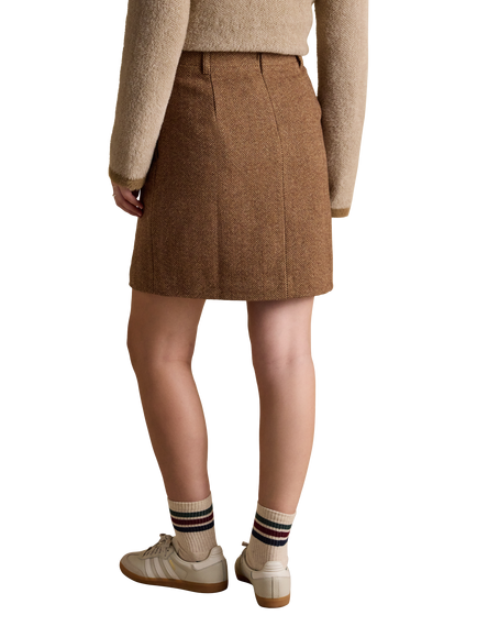 Joules Bramble Tweed Wool Blend Mini Skirt, Brown - view 2, Brown