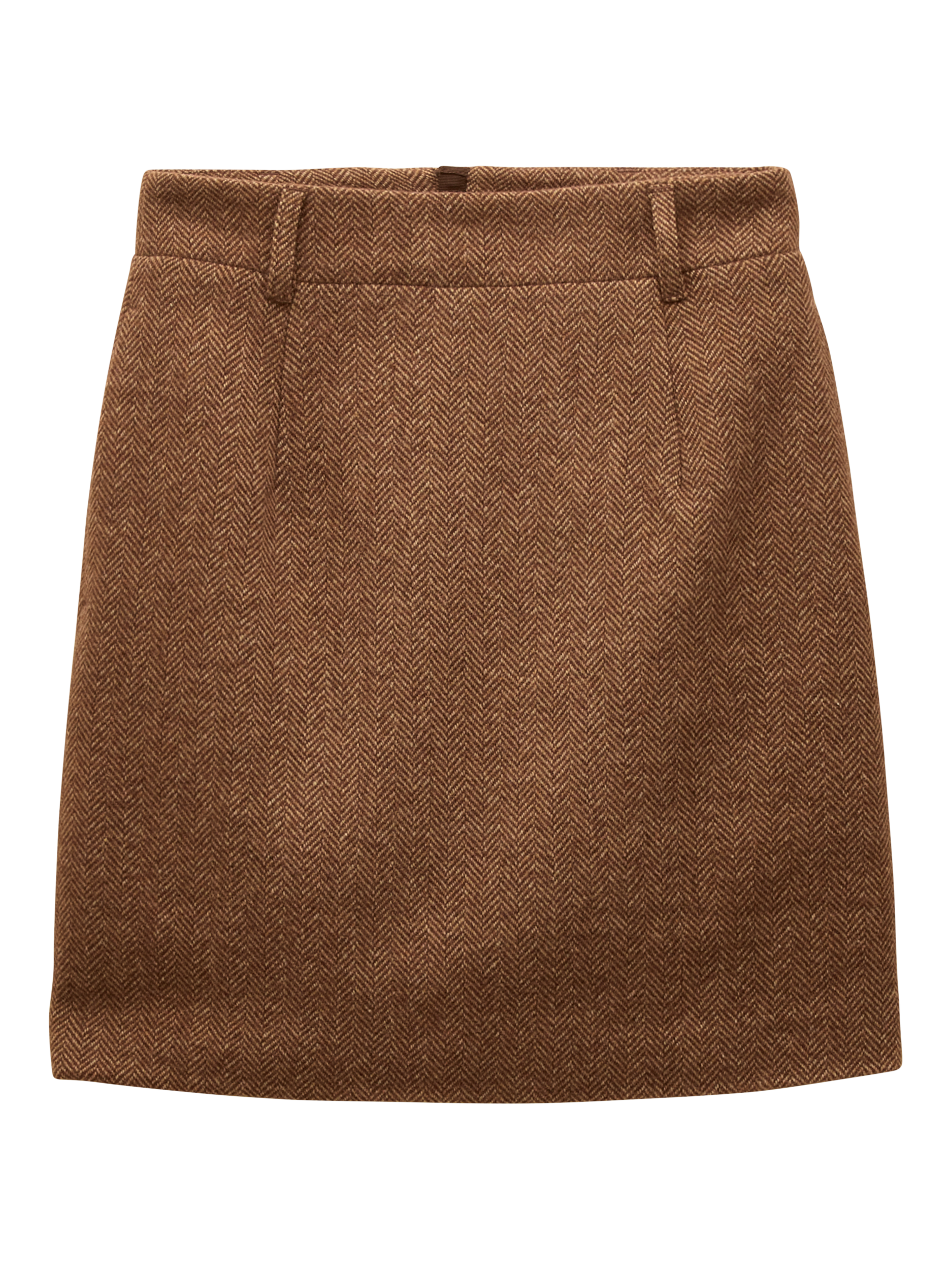 Product image 7 of 7, which shows Joules Bramble Tweed Wool Blend Mini Skirt, Brown, 6