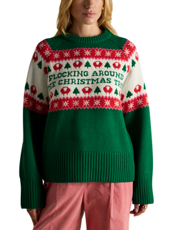 Joules Sheep Fairisle Christmas Jumper, Green, Green