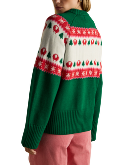 Joules Sheep Fairisle Christmas Jumper, Green - view 2, Green