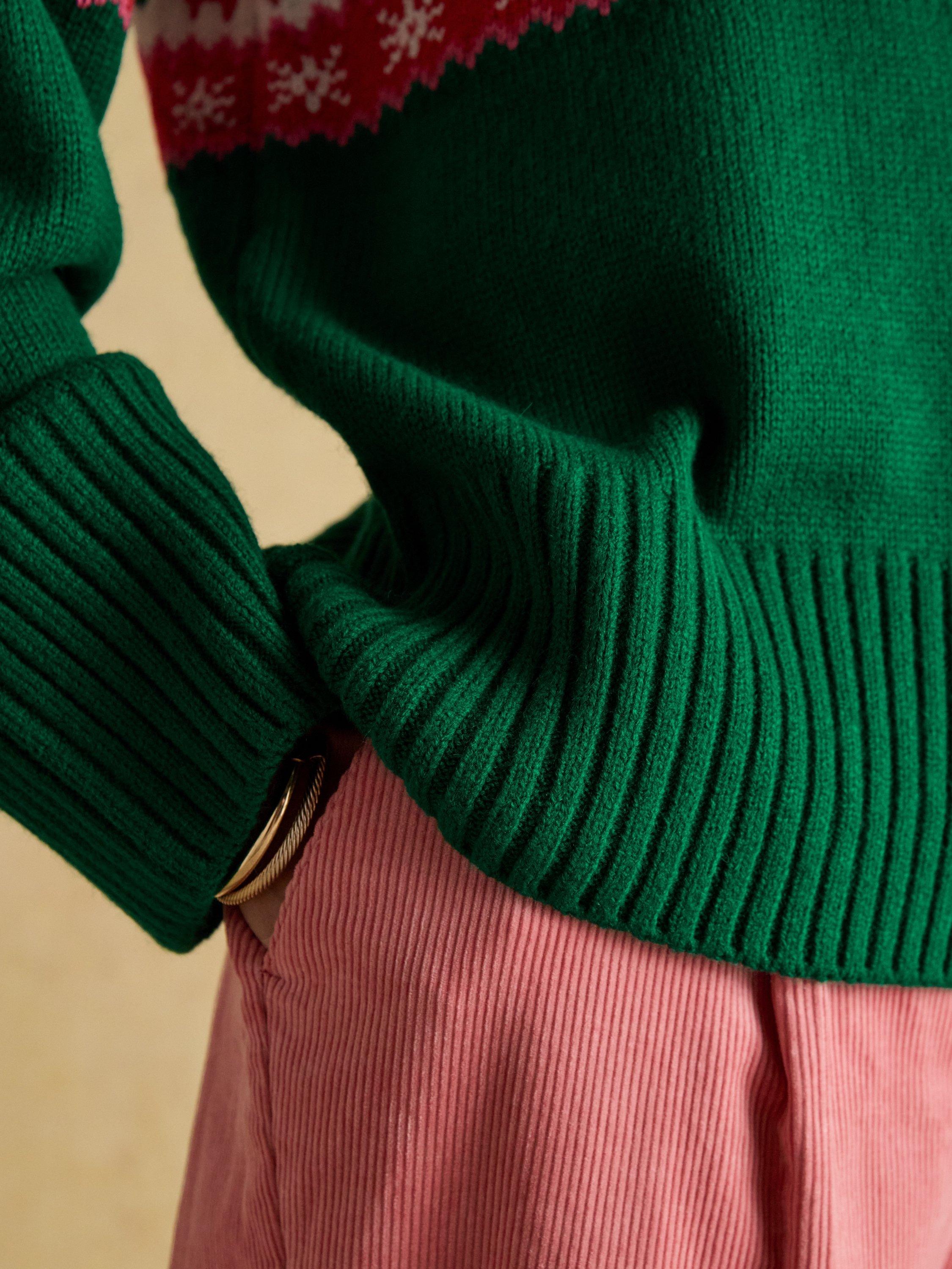 Product image 8 of 8, which shows Joules Sheep Fairisle Christmas Jumper, Green, M