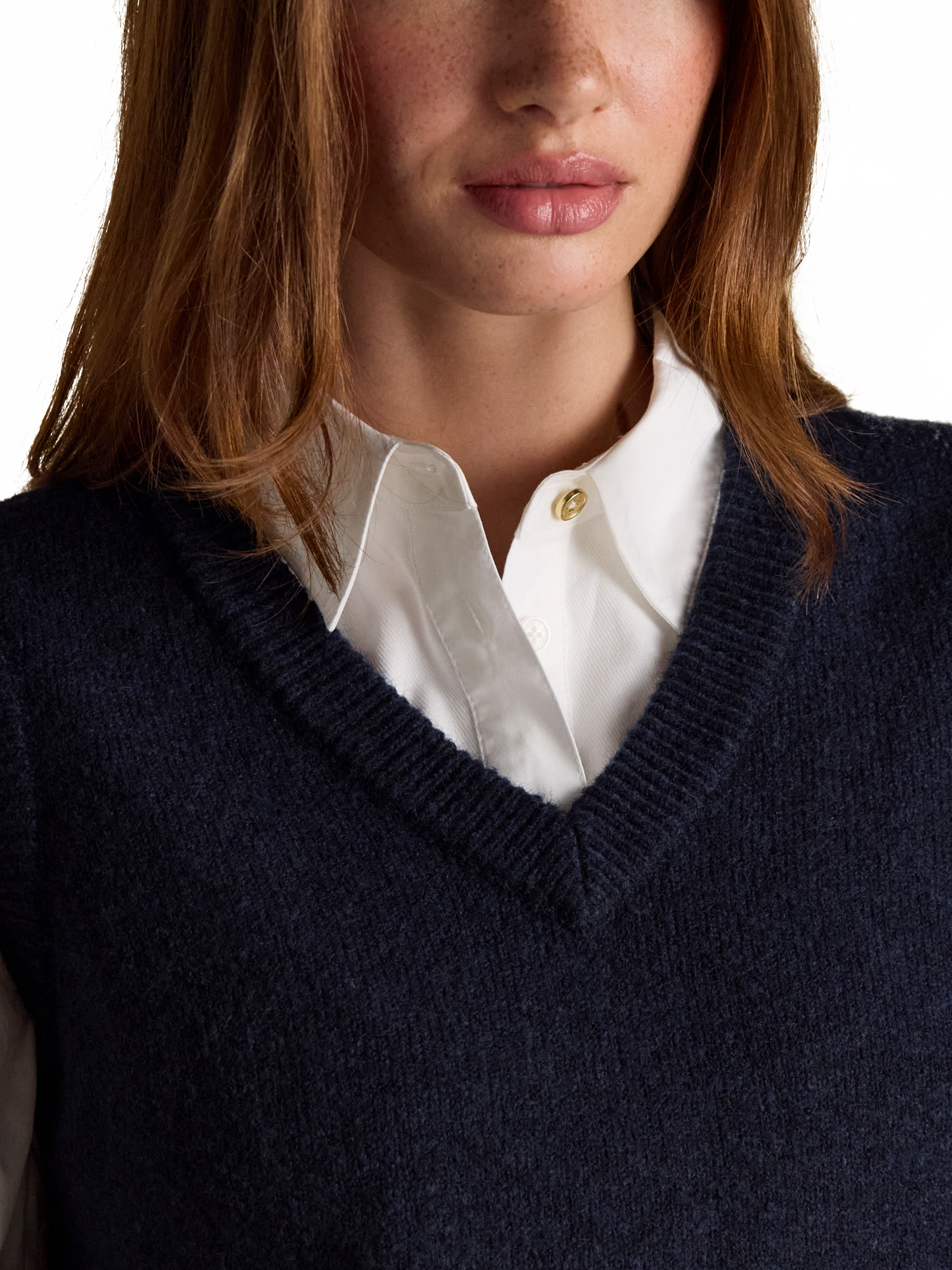 Product image 3 of 7, which shows Joules Knitted Holly Vest, Navy, XS