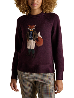 Joules Jonty Fox Intarsia Jumper, Red, Red