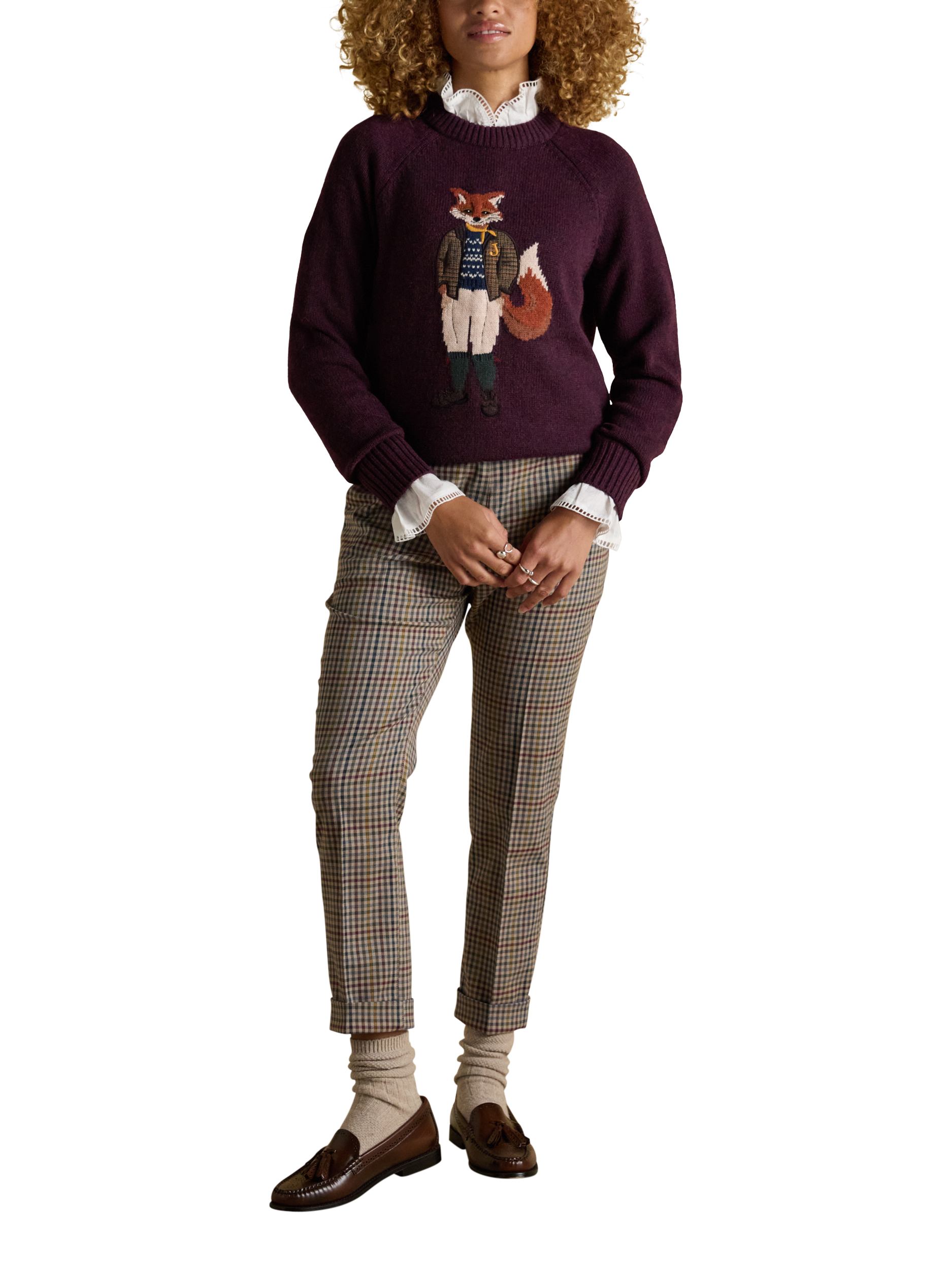 Product image 5 of 9, which shows Joules Jonty Fox Intarsia Jumper, Red, S