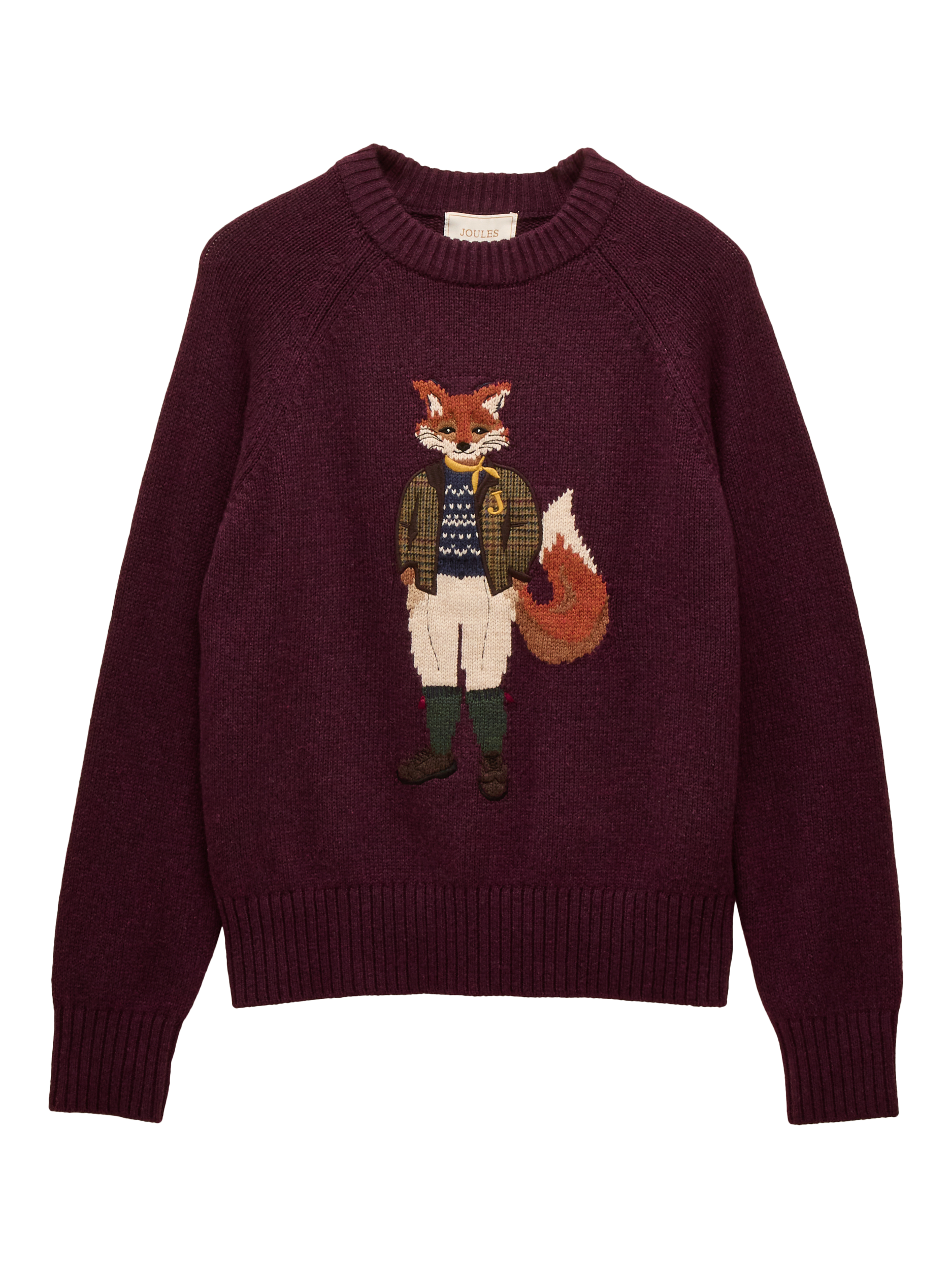 Product image 9 of 9, which shows Joules Jonty Fox Intarsia Jumper, Red, S
