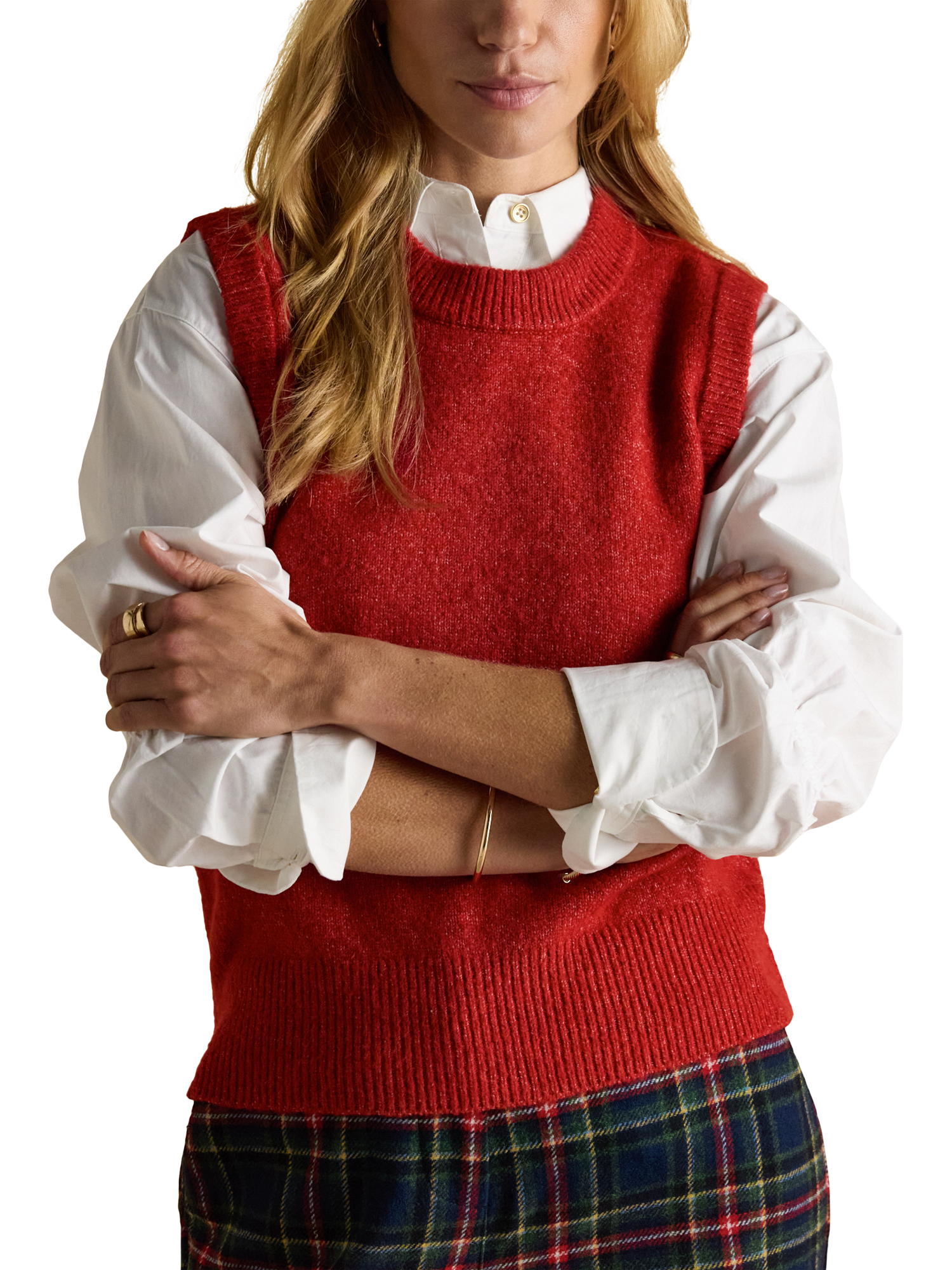 Product image 1 of 9, which shows Joules Holly Knitted Tank Top, Red, XL