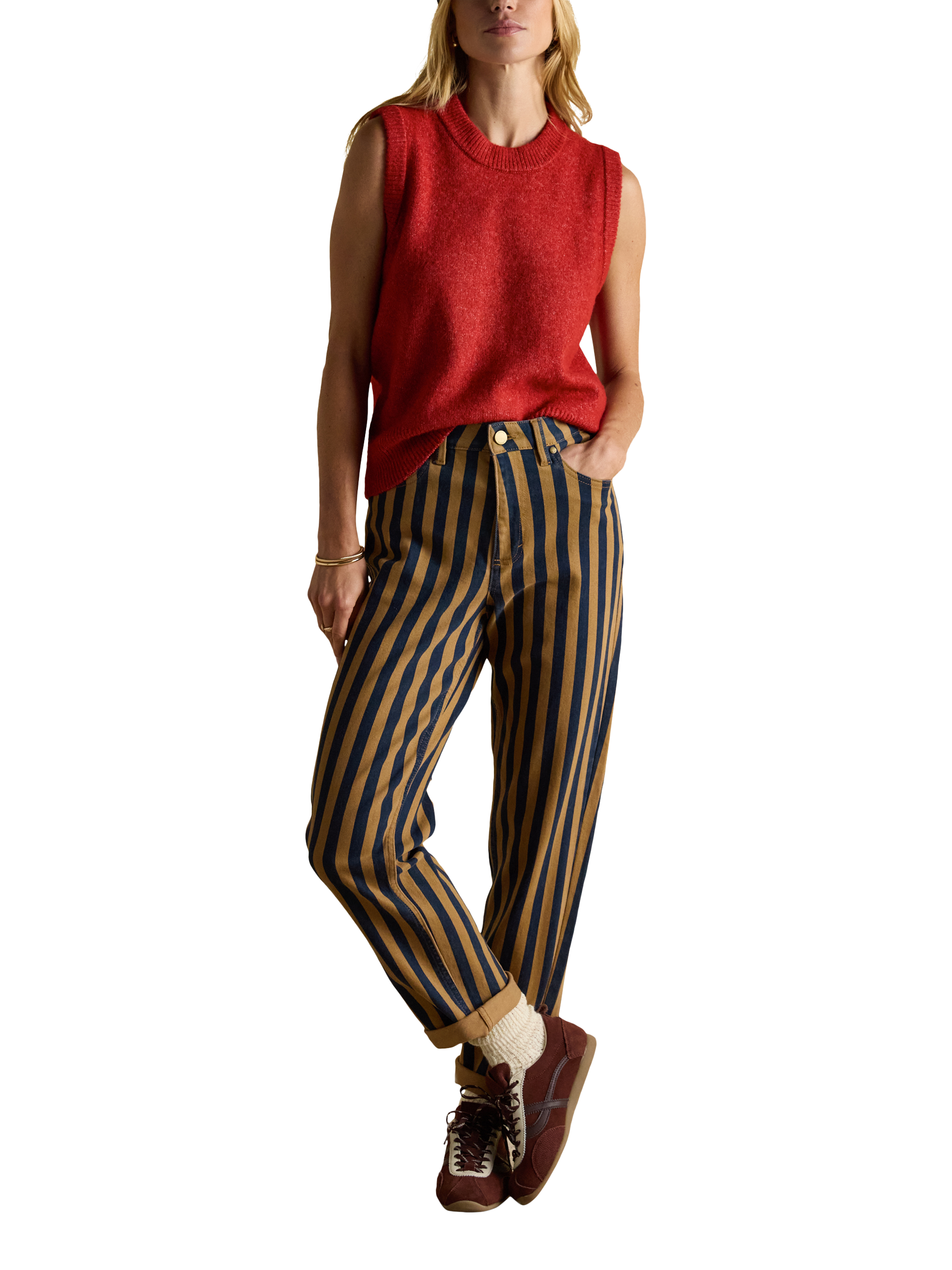 Product image 5 of 9, which shows Joules Holly Knitted Tank Top, Red, XL