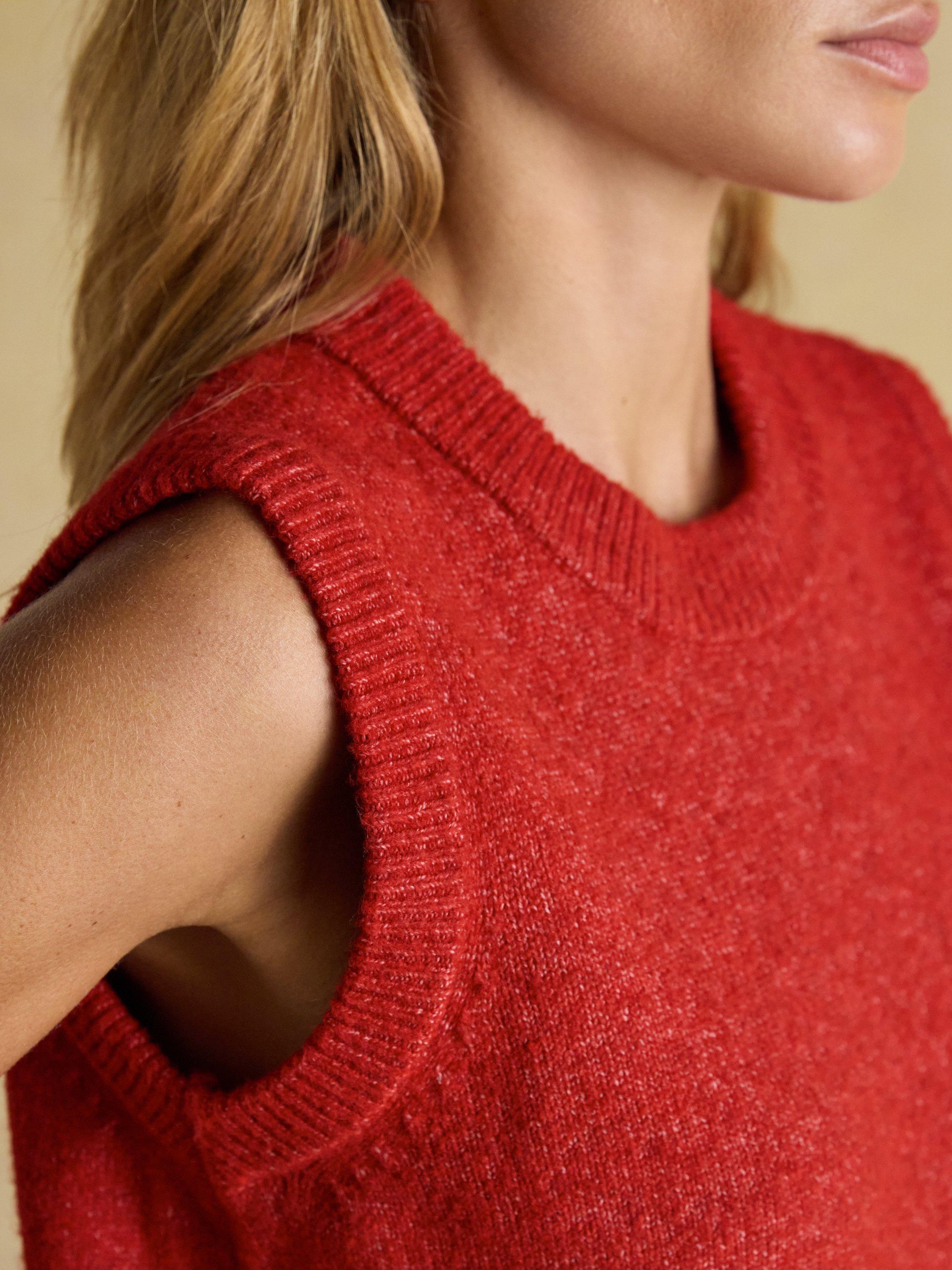 Product image 9 of 9, which shows Joules Holly Knitted Tank Top, Red, XL