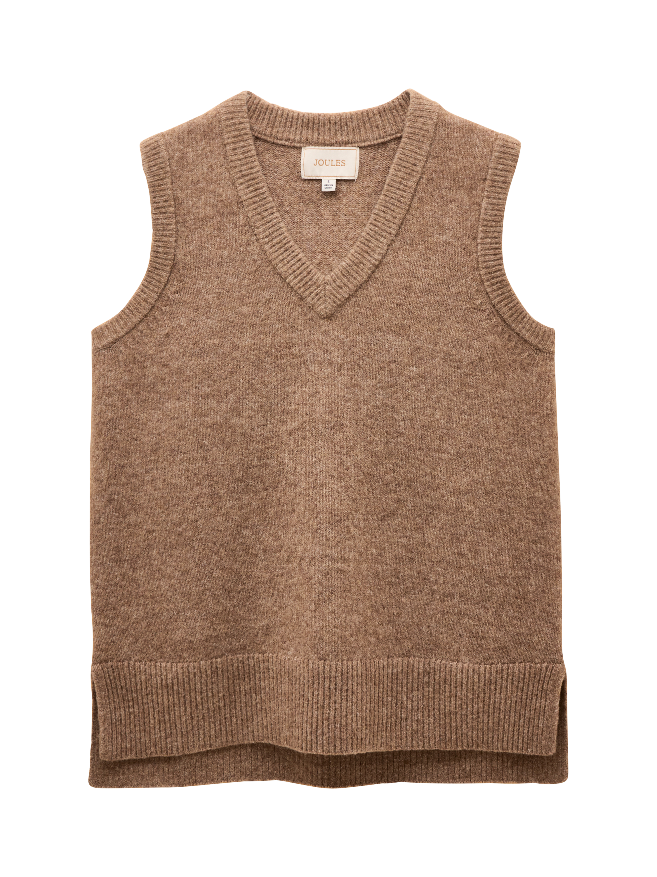Product image 7 of 7, which shows Joules Knitted Holly Vest, Tan, XS