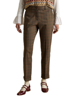 Joules Hackmore Check Trousers, Brown/Multi, Brown/Multi