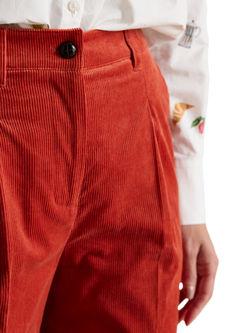 Joules High Waist Pleated Cord Trousers, Ketchup - view 2, Ketchup