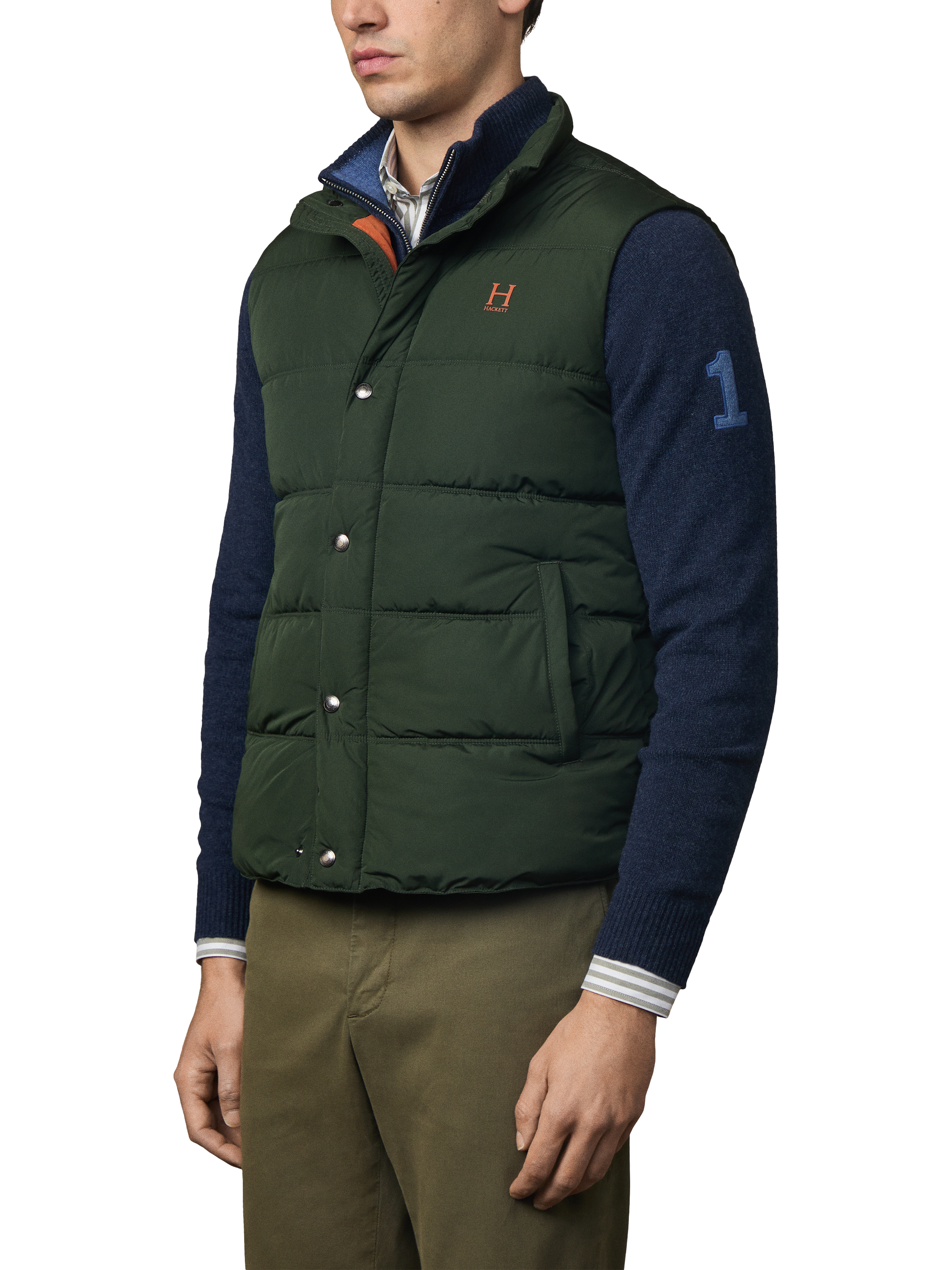 Product image 5 of 5, which shows Hackett London Heritage Padded Gilet, Duck Green, XXL