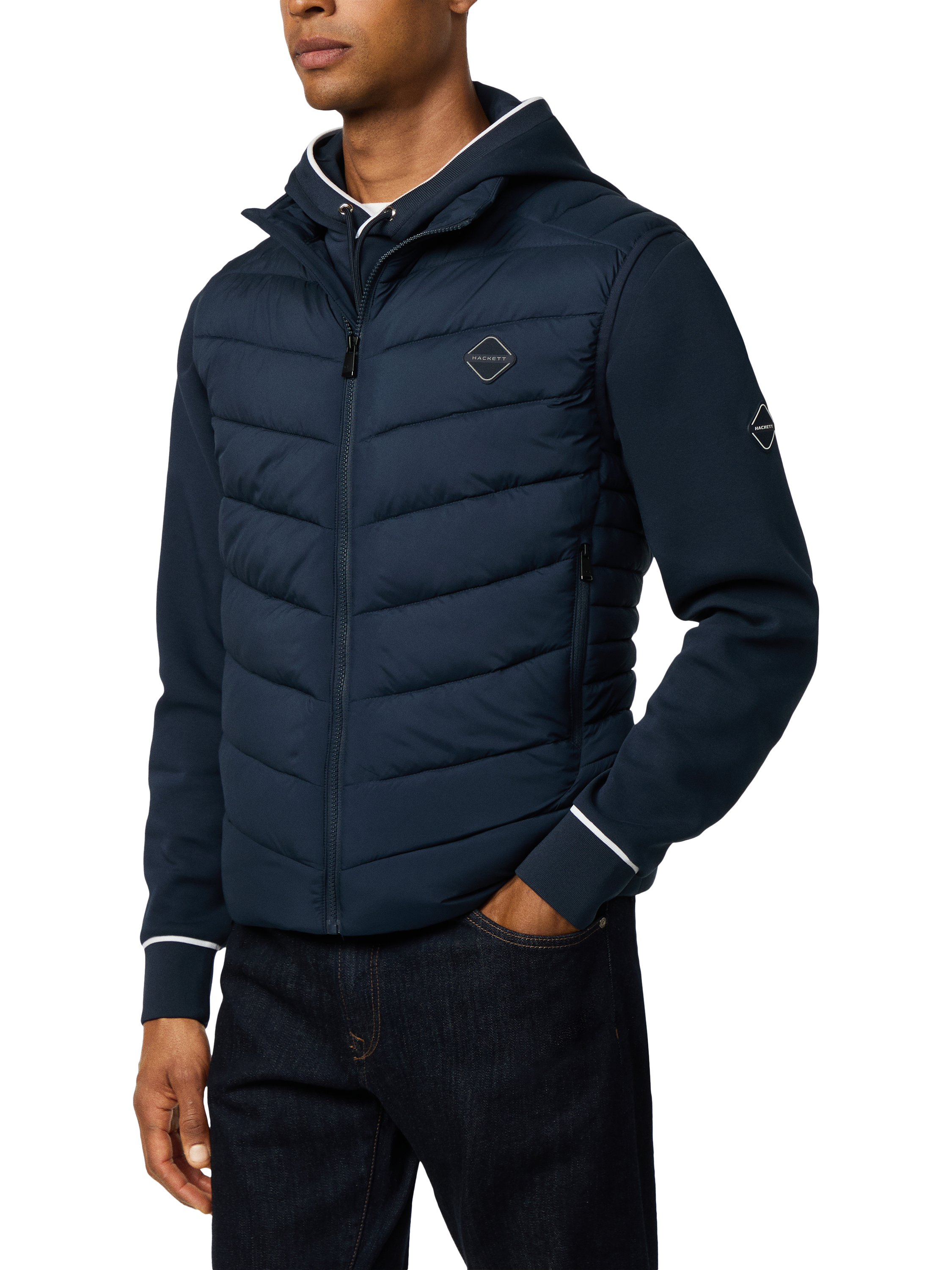 Product image 1 of 6, which shows Hackett London Sport Gilet, Navy, XXL