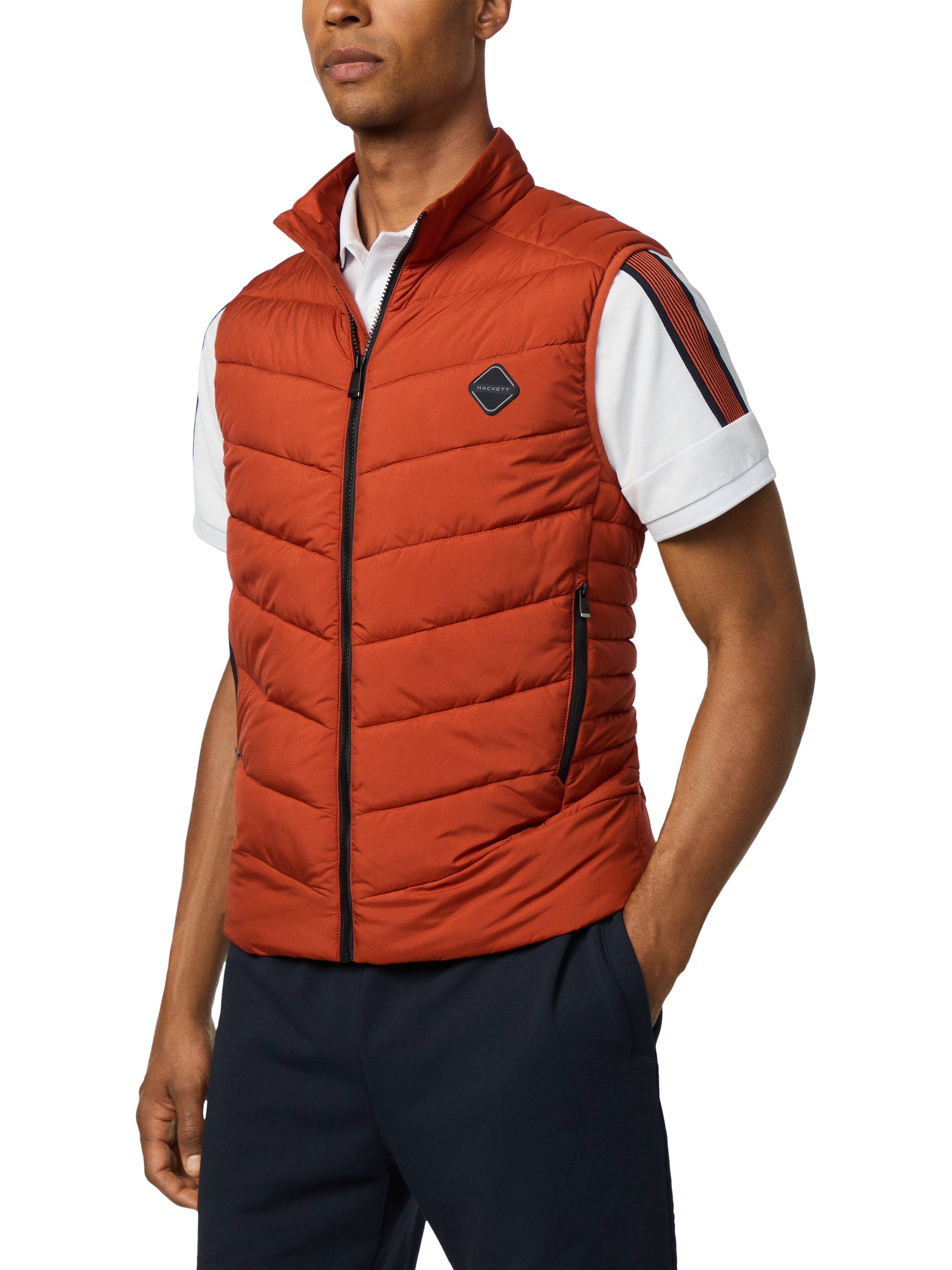 Product image 5 of 5, which shows Hackett London Lightweight Padded Gilet, Terracotta Brown, XXL
