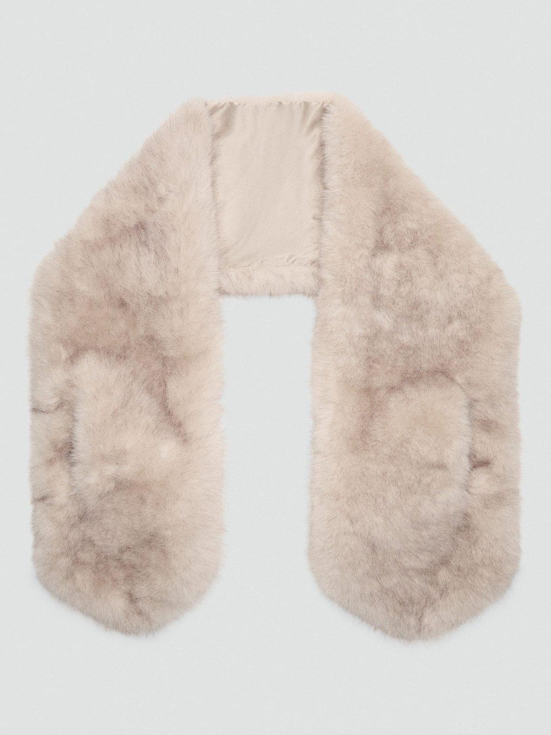 Product image 1 of 3, which shows Mango Manuela Faux Fur Scarf, Light Beige, One Size