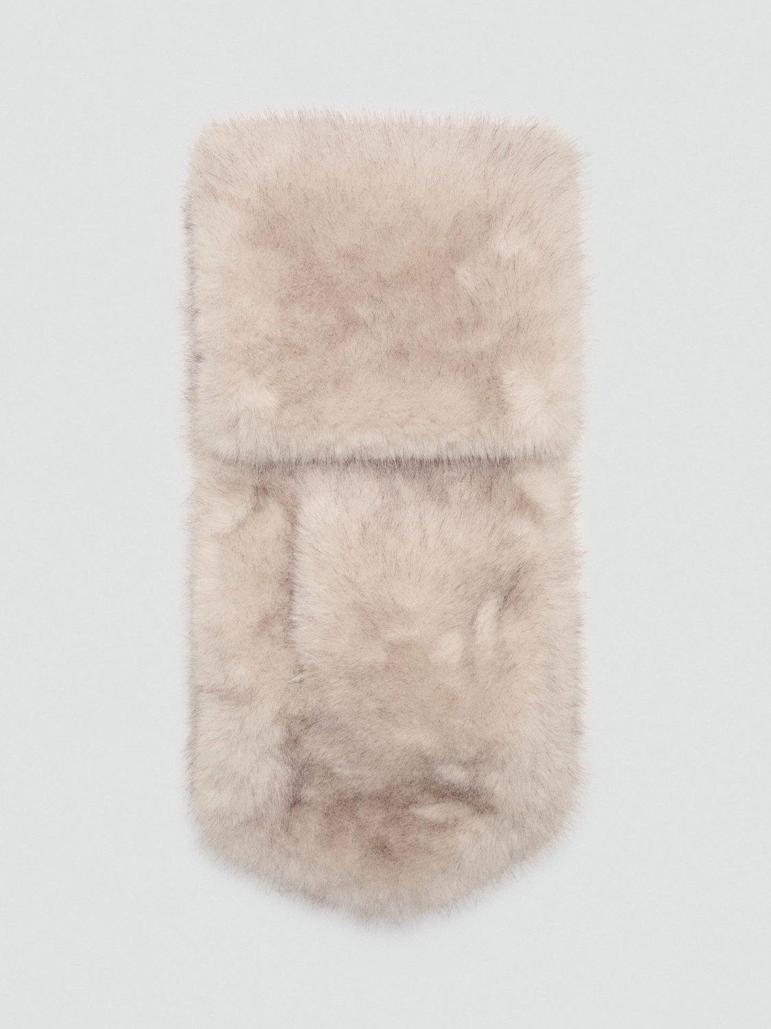 Product image 2 of 3, which shows Mango Manuela Faux Fur Scarf, Light Beige, One Size