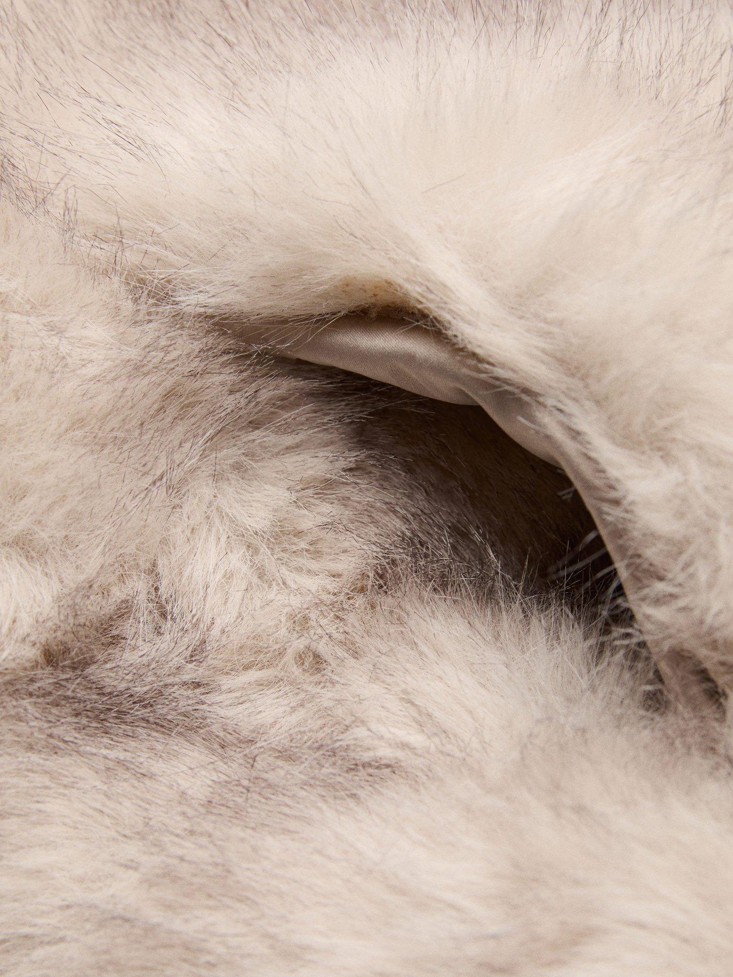 Product image 3 of 3, which shows Mango Manuela Faux Fur Scarf, Light Beige, One Size