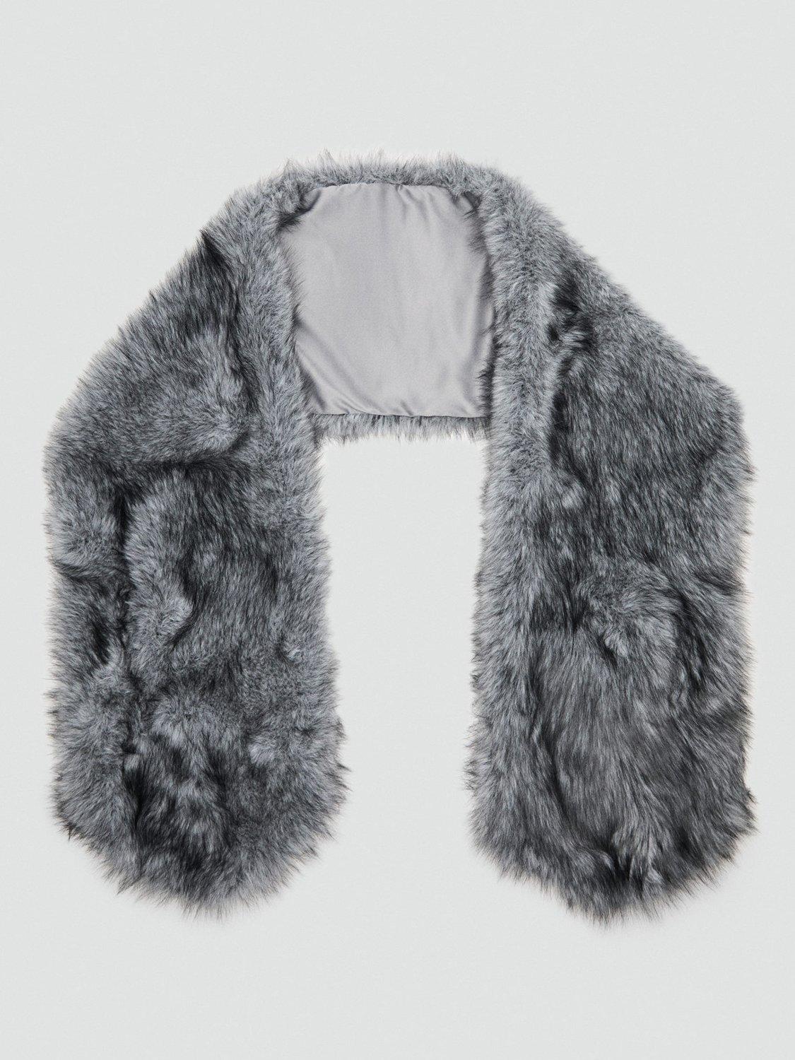 Product image 1 of 4, which shows Mango Manuela Faux Fur Scarf, Grey, One Size
