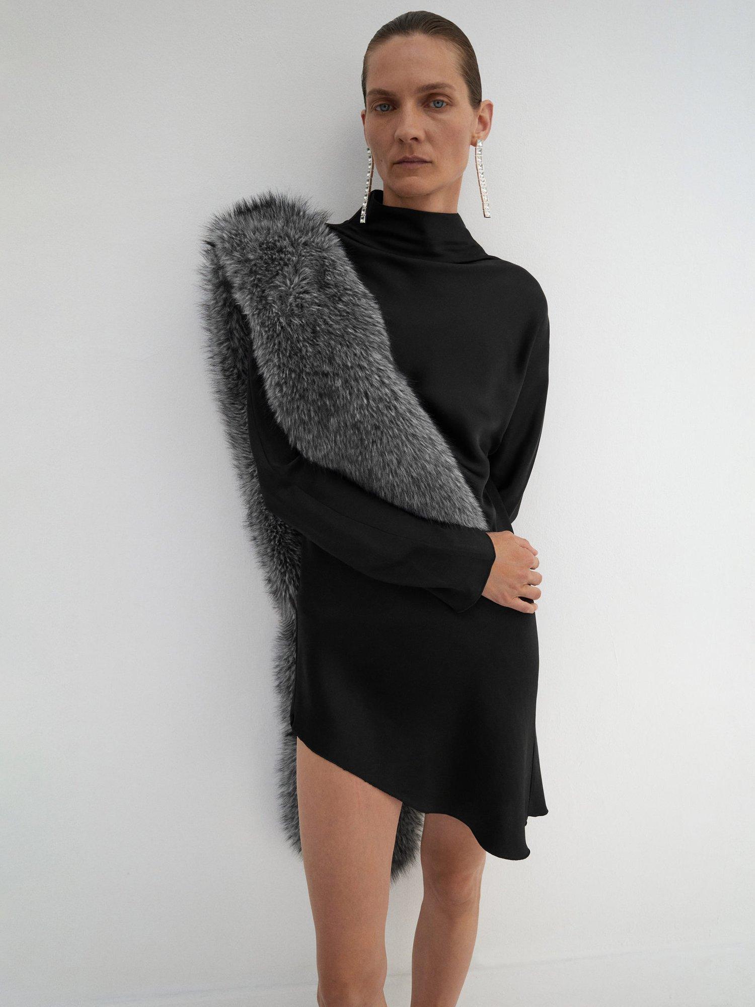 Product image 2 of 4, which shows Mango Manuela Faux Fur Scarf, Grey, One Size