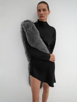 Mango Manuela Faux Fur Scarf, Grey - view 2, Grey