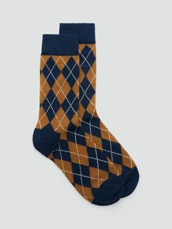 Mango Argyle Socks, Navy