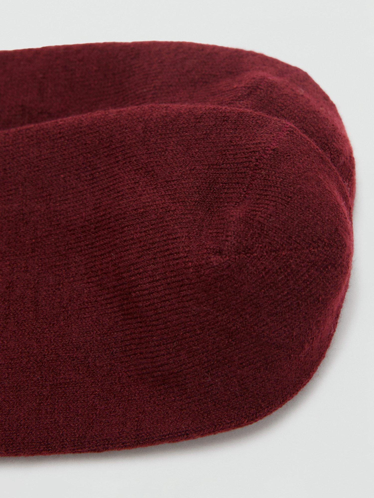 Product image 4 of 4, which shows Mango Argyle Socks, Dark Red, One Size