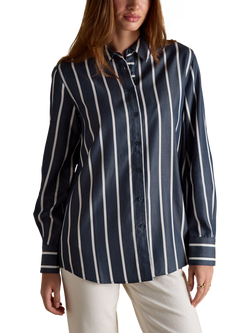Joules Stripe Boyfriend Long Sleeve Shirt, Navy, Navy