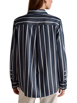 Joules Stripe Boyfriend Long Sleeve Shirt, Navy - view 2, Navy