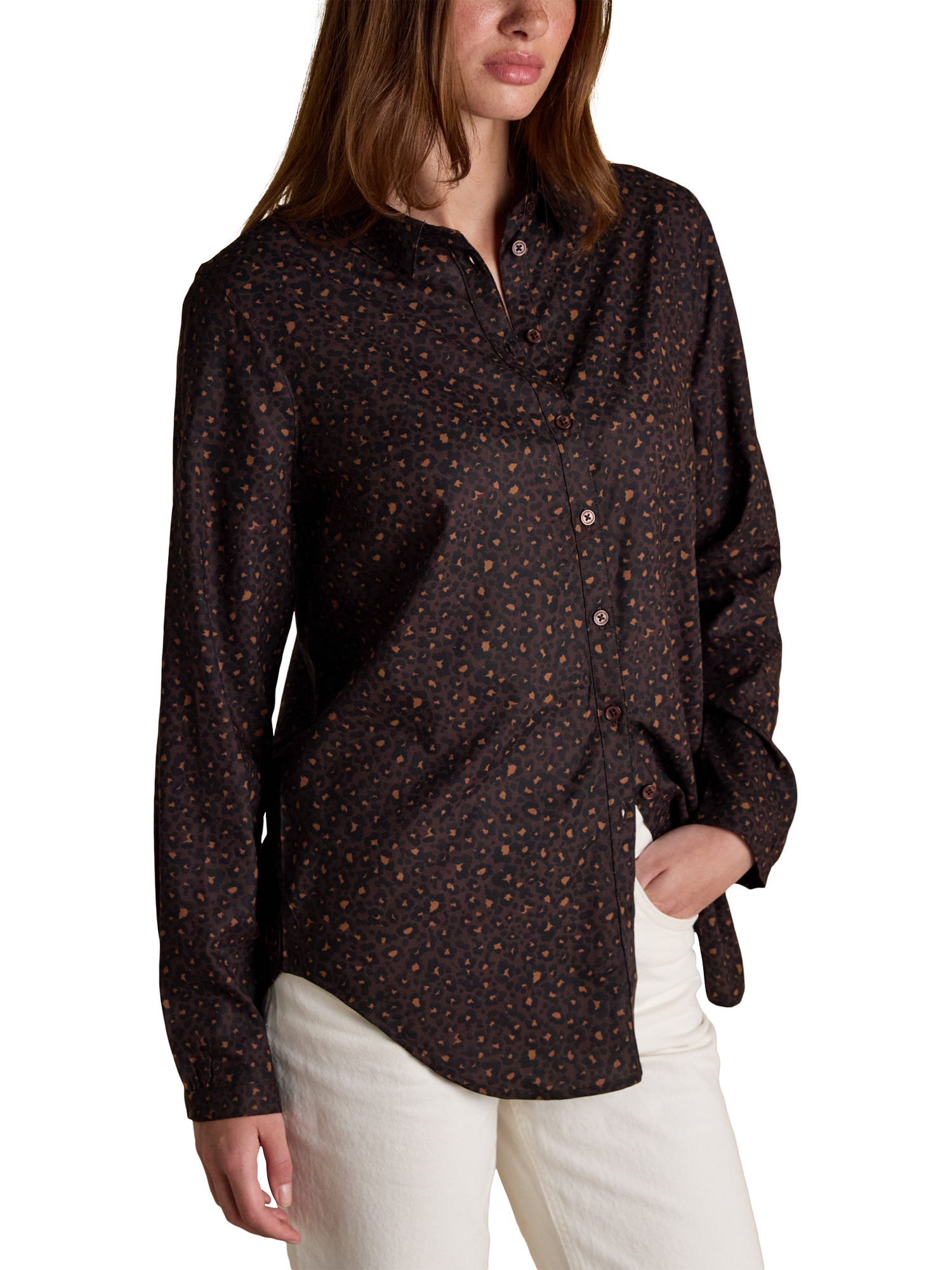 Product image 1 of 6, which shows Joules Leopard Print Shirt, Black/Multi, 6