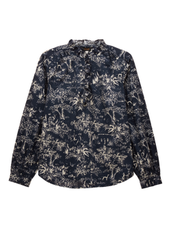 Joules Ruffled Toile Shirt, Navy/Multi - view 2, Navy/Multi