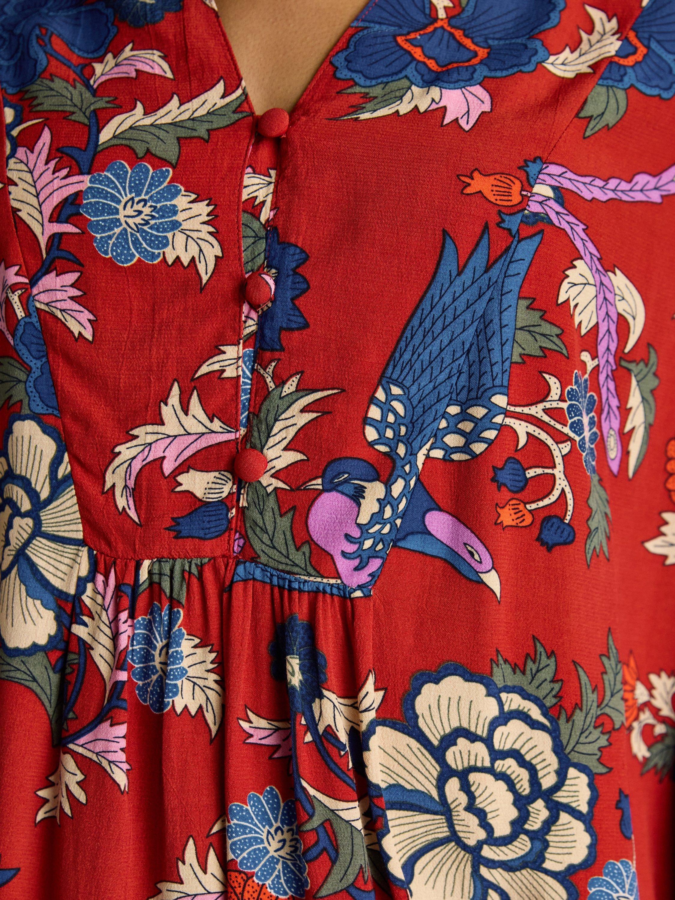 Product image 5 of 9, which shows Joules Floral Long Sleeve Shirt, Red/Multi, 6