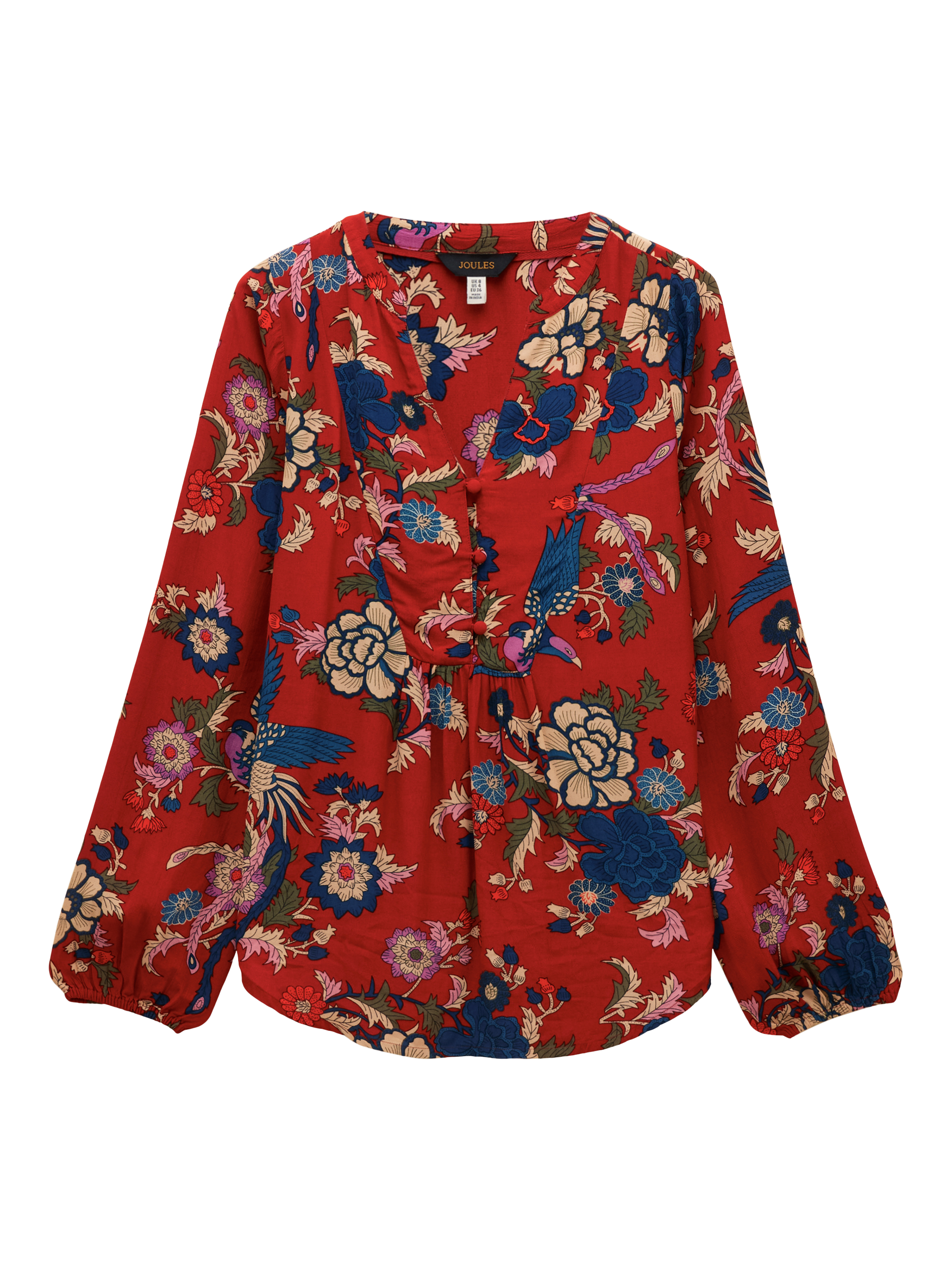 Product image 9 of 9, which shows Joules Floral Long Sleeve Shirt, Red/Multi, 6